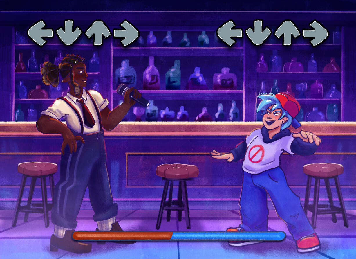 Friday Night Barcrawl || A secret Santa gift featuring Haven, an original character and Boyfriend from the game Friday Night Funkin